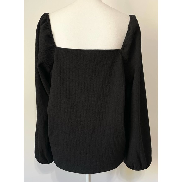 Madewell Crepe Square Neck Puff Sleeve Top Blouse Black Size XL - Picture 8 of 8